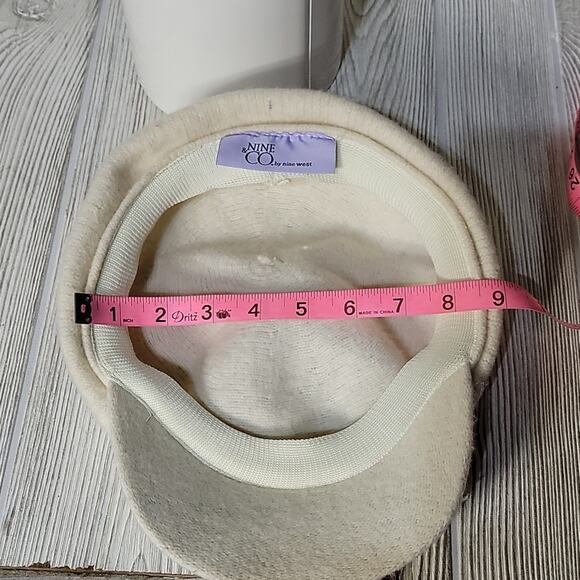 Nine & Co. Ivory Wool Blend Newsboy Cap with Floral Sequin Detail - Picture 8 of 10